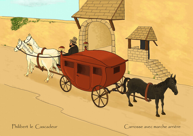 Carrosse avec une marche arri&egrave;re